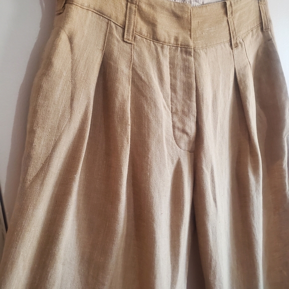 Express Linen Blend Pleated Pants Trousers Buckle Back Size 2 Poet Old Money - Picture 4 of 16